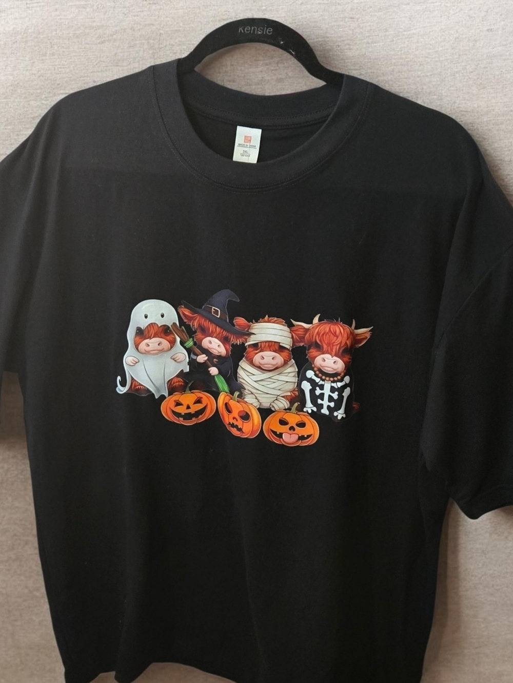 Uniqlo Black Tee with Halloween Costume Characters